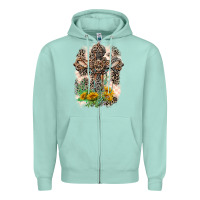 Seafoam Western with Crosses Zipper Hoodie - LillyAllenDesigns