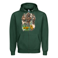 Sports Green Western with Crosses Zipper Hoodie - LillyAllenDesigns