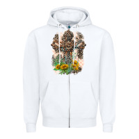 White Western with Crosses Zipper Hoodie - LillyAllenDesigns
