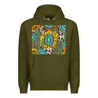 Army Green western cactus with sunflowers and turquoise tumbler tbs Premium Hoodie - TumblerDesignByShophia