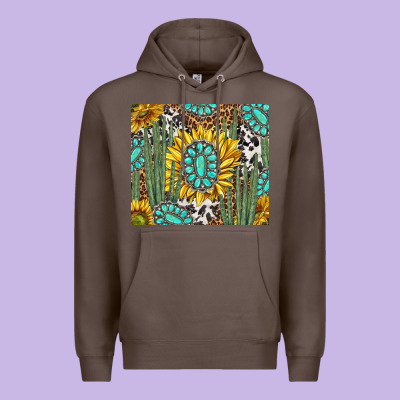 Western Cactus With Sunflowers And Turquoise Tumbler Tbs Premium Hoodie Designed By Tumblerdesignbyshophia