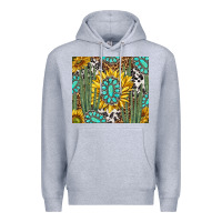 Heather Grey western cactus with sunflowers and turquoise tumbler tbs Premium Hoodie - TumblerDesignByShophia