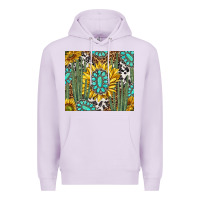 Lilac western cactus with sunflowers and turquoise tumbler tbs Premium Hoodie - TumblerDesignByShophia