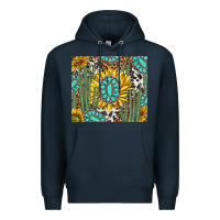 Navy western cactus with sunflowers and turquoise tumbler tbs Premium Hoodie - TumblerDesignByShophia
