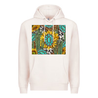 Pale Pink western cactus with sunflowers and turquoise tumbler tbs Premium Hoodie - TumblerDesignByShophia