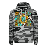 Slate Camo western cactus with sunflowers and turquoise tumbler tbs Premium Hoodie - TumblerDesignByShophia