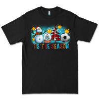 Black Tis The Season Christmas With Soccer Ball And Snowman Premium Tee - FaDigitalArtStudio
