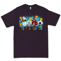 Plum Tis The Season Christmas With Soccer Ball And Snowman Premium Tee - FaDigitalArtStudio