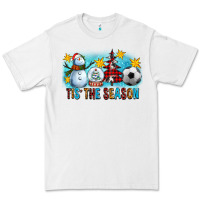 White Tis The Season Christmas With Soccer Ball And Snowman Premium Tee - FaDigitalArtStudio