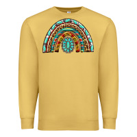 Antique Gold Western Rainbow with Leopard and Gemstone Premium Sweatshirt - texasbilliewilder