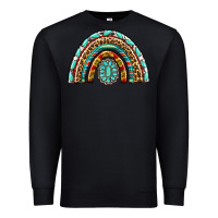 Black Western Rainbow with Leopard and Gemstone Premium Sweatshirt - texasbilliewilder