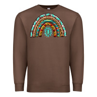 Chestnut Western Rainbow with Leopard and Gemstone Premium Sweatshirt - texasbilliewilder