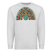 Dove Grey Western Rainbow with Leopard and Gemstone Premium Sweatshirt - texasbilliewilder