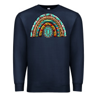 Navy Western Rainbow with Leopard and Gemstone Premium Sweatshirt - texasbilliewilder