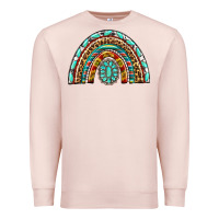 Pale Pink Western Rainbow with Leopard and Gemstone Premium Sweatshirt - texasbilliewilder