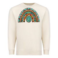Sandshell Western Rainbow with Leopard and Gemstone Premium Sweatshirt - texasbilliewilder