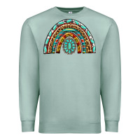 Seafoam Western Rainbow with Leopard and Gemstone Premium Sweatshirt - texasbilliewilder