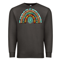 Smoke Western Rainbow with Leopard and Gemstone Premium Sweatshirt - texasbilliewilder