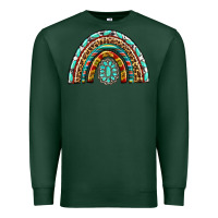 Sports Green Western Rainbow with Leopard and Gemstone Premium Sweatshirt - texasbilliewilder