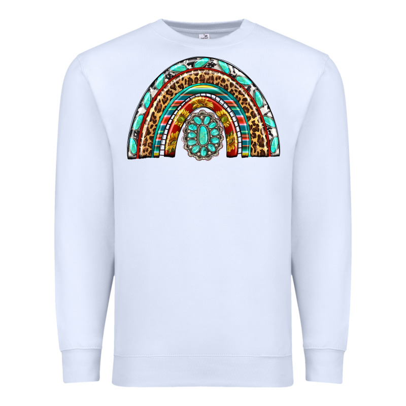 Western Rainbow With Leopard And Gemstone Premium Sweatshirt by texasbilliewilder | Teevron