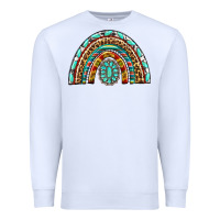 White Western Rainbow with Leopard and Gemstone Premium Sweatshirt - texasbilliewilder
