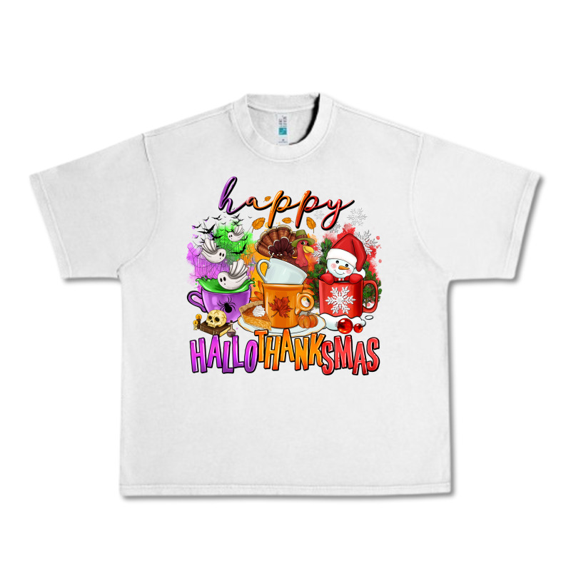 Happy Hallothanksmas Coffee Cups Urban Heavy Tee by NancyCooperArtShop | Teevron