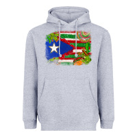 Heather Grey Mexico and Puerto Rico flag Heavyweight Hoodie - texasbilliewilder