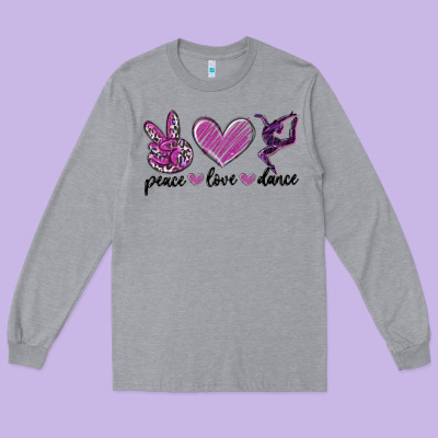 Peace Love Dance Long Sleeve Tee Designed By Maliassmallbusiness