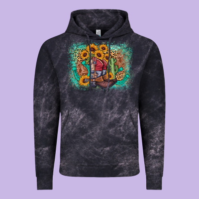 Cowboy Boots Sunflower Vintage Hoodie Designed By Adodesignshop