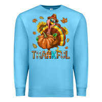 Ocean Blue Thankful Turkey Premium Sweatshirt - texasbilliewilder