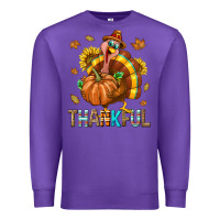 Purple Thankful Turkey Premium Sweatshirt - texasbilliewilder