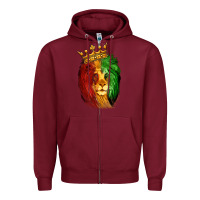 Burgundy Juneteenth Lion King Zipper Hoodie - LillyAllenDesigns