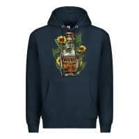 Navy Western whiskey bottle Premium Hoodie - HowdyJamesFarm