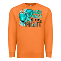 Carrot Her fight is our fight Ovarian Cancer teal ribbon Premium Sweatshirt - NancyCooperArtShop