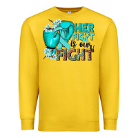Lemon Her fight is our fight Ovarian Cancer teal ribbon Premium Sweatshirt - NancyCooperArtShop