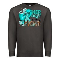 Smoke Her fight is our fight Ovarian Cancer teal ribbon Premium Sweatshirt - NancyCooperArtShop