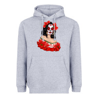 Mexicana Skull Girl With Roses Heavyweight Hoodie | Teevron