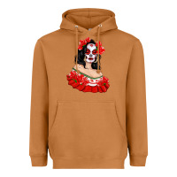 Meerkat Mexicana Skull Girl with Roses Heavyweight Hoodie - texasbilliewilder