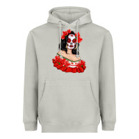 Moon Dust Mexicana Skull Girl with Roses Heavyweight Hoodie - texasbilliewilder