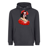 Smoke Mexicana Skull Girl with Roses Heavyweight Hoodie - texasbilliewilder