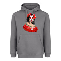 Storm Mexicana Skull Girl with Roses Heavyweight Hoodie - texasbilliewilder