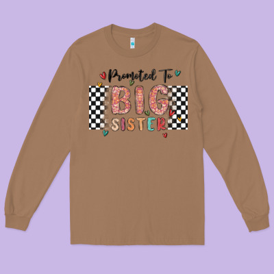 Promoted To Big Sister Long Sleeve Tee Designed By Maliassmallbusiness