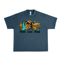 Midnight Navy peace love jesus Urban Heavy Tee - AdoDesignShop