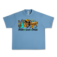 Pebble Blue peace love jesus Urban Heavy Tee - AdoDesignShop