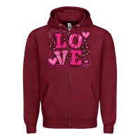 Burgundy Love leopard frame Zipper Hoodie - LillyAllenDesigns