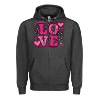 Charcoal Heather Love leopard frame Zipper Hoodie - LillyAllenDesigns
