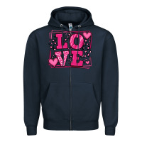 Navy Love leopard frame Zipper Hoodie - LillyAllenDesigns