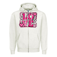 Oatmeal Heather Love leopard frame Zipper Hoodie - LillyAllenDesigns