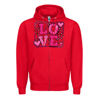 Red Love leopard frame Zipper Hoodie - LillyAllenDesigns