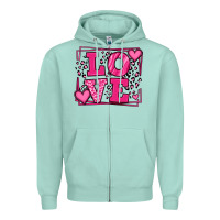 Seafoam Love leopard frame Zipper Hoodie - LillyAllenDesigns